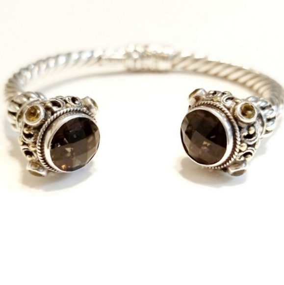 Midas Jewelry - 14K/925 Byzantine Topaz Citrine Bracelet Cuff